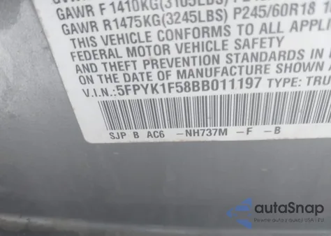 2011 Honda Ridgeline Rtl z USA, uszkodzony, nr VIN 5FPYK1F58BB011197